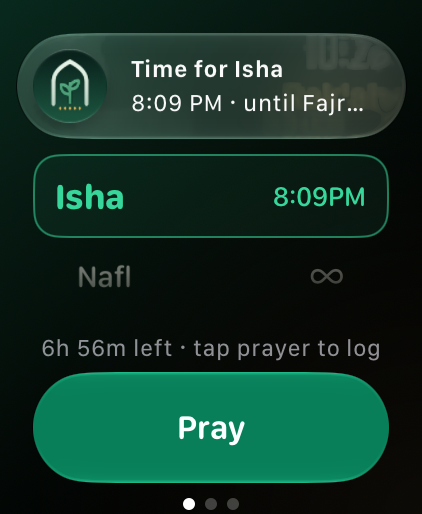 Gentle reminders: the real Rak’ah app screen